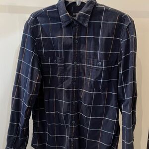 J. Crew Mens Med Classic Fit Blue Plaid Flannel